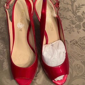 Enzo Angiolini Red Patent Peep Toe Shoe